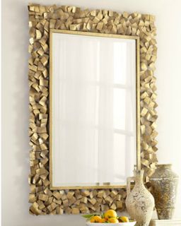 Capulin Ornate Gold Leaf Metal Strips Beveled Wall Mirror XL 54 