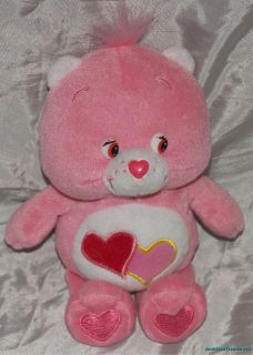 2002 Plush 9 Care Bears Pink Love A Lot Care Bear Twin Hearts Belly 