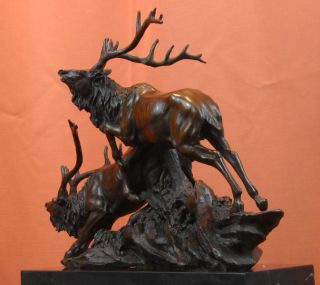 Caribou Elk Stag Buck Bronze Sculpture Trophy Hunter
