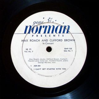 Max Roach Clifford Brown LP Gene Norman GNP125 US 1954 Jazz DG Mono 