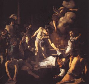 Martyrdom St Matthew Caravaggio Canvas Repro 12x12