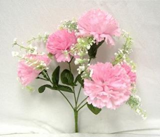 60 Pink Carnations Wedding Bridal Bouquet Silk Flowers Bush 