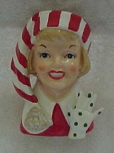 Carol Channing Christmas Head Vase Planter Headvase in Great Condition 