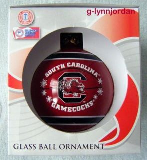 South Carolina Gamecocks Glass Ball Holiday Ornament New