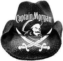 Captain Morgan Puerto Rican Pirate Swords Rum Black Straw Party Mens 