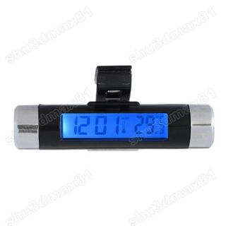 Car Moto Bicycle LCD Clip on Digital Backlight Temp Thermometer Clock 
