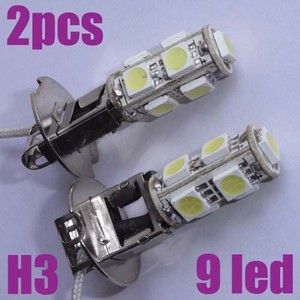   12V 9 SMD LED H3 Socket Base for Car Fog Light Bulb Head Lamp