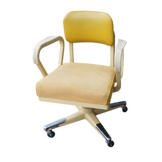 royalmetal industrial age royalmetal desk chair mustard yellow fabric 