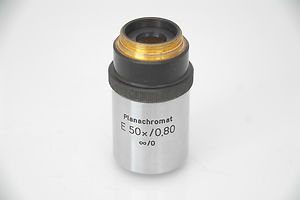 Lens for Microscope Carl Zeiss Jena Planachromat E 50x 0 80