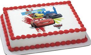Disney Cars Lightning McQueen Grand Prix Edible Personalized Cake 