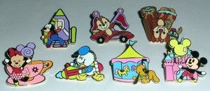   Disney 7 Pin Set Mickey Castle Pluto Donald Duck Chip Dale