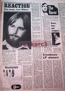 BEACH BOYS CARL WILSON MM INTERVIEW 1971 RARE 1 PAGE FEATURE