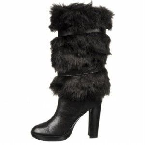 Michael Kors $274 New Carlie Leather Fur Boots 5 5 Logo Charm