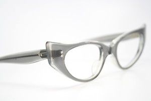 NOS gray pointy cat eye glasses vintage cateye frames eyeglasses