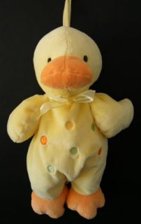 Carters Yellow Duck Dots Circles Musical Crib Pull Toy
