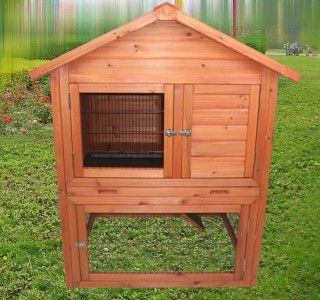 New Deluxe Wooden Rabbit House Wood Rabbit Hutch Little Pet Safety 