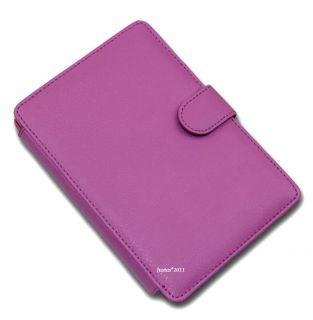 Leather Cover Case Purple for Kobo Touch E Reader LED Reading Light 