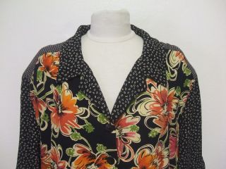Carole Little Floral Artsy SS Rayon Shirt Top Sz 24W