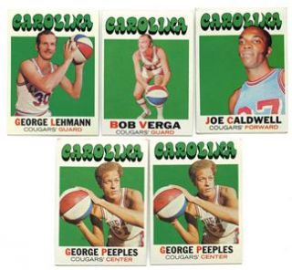 1971 72 Topps Basketball ABA Carolina Cougars Lot