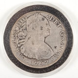 1797 Carolus IIII Dei Gratia 8 Real Reales Silver Coin w Chop Marks 