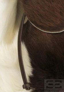 Carlos Falchi Brown & White Calf Hair & Leather Trim Shoulder Bag