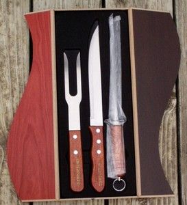 Kitchen Carving Knife SET Wood box Colorado United Power gift meat 