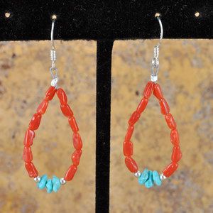 Santo Domingo Turquoise and Coral Earrings by Cate SKU 219217