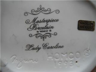 1993 HOMCO Porcelain LADY CAROLINE Victorian Ladies Figurine