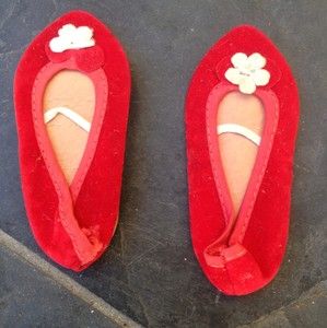 Vintage 1960s Red Velvet Chatty Cathy Doll Shoes