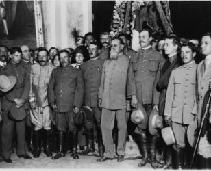1916 Photo Gen Carranza and High Officers Before Presidential Chair of 