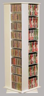 White 1160 CD DVD Media Storage Tower Rack Adj Shelves