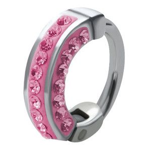 Modern Pink CZ Gems Cartilage Huggie Hoop Earring Helix Piercing 16g 
