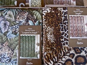 Leopard or Zebra Shower Curtain Jungle Cool Words Pink Cat Cheetah 