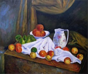   Hand Painted Oil Painting Repro Paul Cezanne Pitcher Fruit