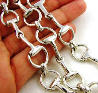   Solid Sterling 925 Silver Horse Tack Snaffle Bit Necklace & Gift Box