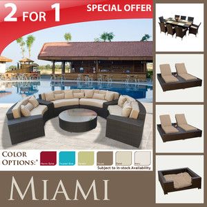   Outdoor Sofa Furniture Dining 9pc 2 Lounge Chaises Dog LRG Bed