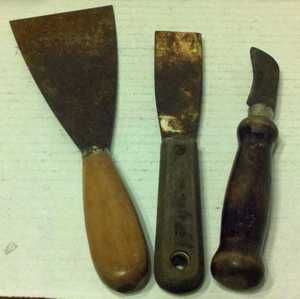   Scraper Putty Paint Gasket Caulk Tool Blank Wood Handle Vintage