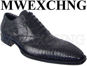 Cesare PACIOTTI Black Lizard Oxfords US 9 Mens Dress Shoes