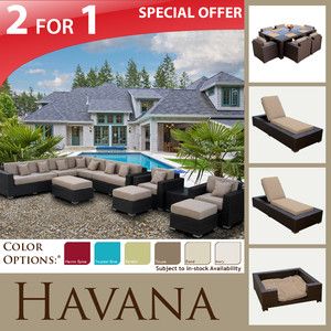   Patio Wicker Furniture Sofa 7pc Dining Set 2 Chaises Med Dogbed