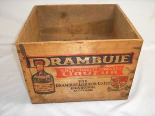   Vtg DRAMBUIE Liqueur Wood Shipping Crate Box Prince Charles Edwards