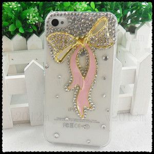Pink Cute 3D Bowknot Rhinestone Cell Phone Case Cover Shell Skin 