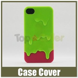 NEW! 3D Melt Ice Cream Case GREEN & RED Cover For iPhone 4 4G 4S 