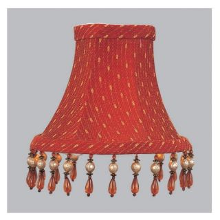 New 6 in Wide Clip on Chandelier Shade Red Gold with Amber Beads White 