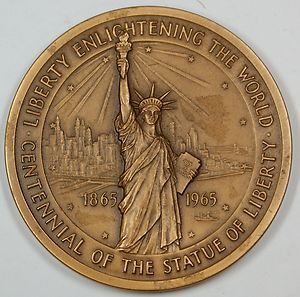 Centennial Of The Statue Of Liberty 2 1 2 Bronze Medal 1865 1965