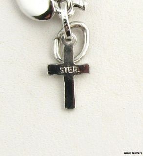 Faith Hope Charity Charm Sterling Silver Anchor Heart Cross Religious 