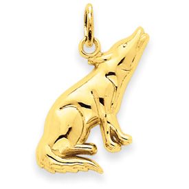 14k solid gold wolf charm pendant we have many more sizes in our  