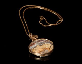 Lace Agate Wrapped in 14kt Gold Filled Wire Necklace