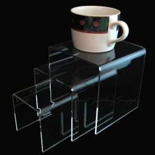 Acrylic Clear Square Riser Display Stand Set of 3 Medium