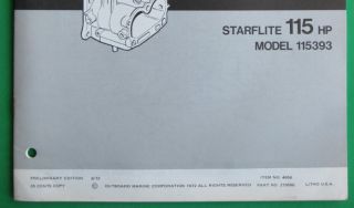 1973 Evinrude 115 Starflite Outboard Motor Part Catalog