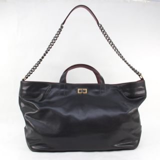 Authentic Chanel Black Leather Classic 2 55 Handbag Shoulder Shopping 